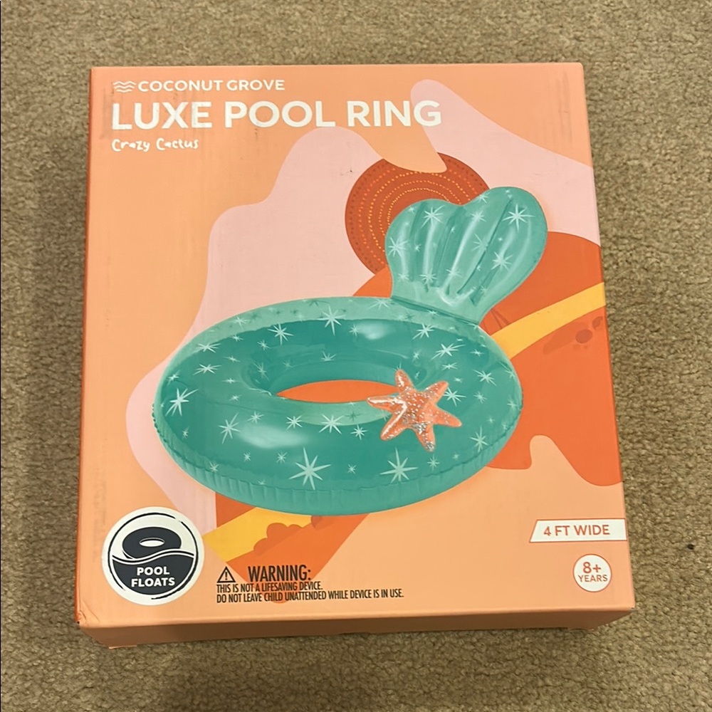 42” Coconut Grove Luxe Pool Ring - Teal with Starfish